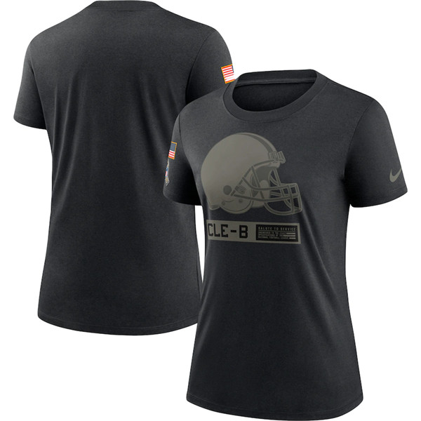 Women's Cleveland Browns Black NFL 2020 Salute To Service Performance T-Shirt (Run Small)
